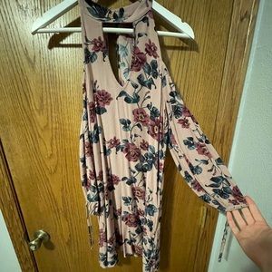 Blush floral mid length dress